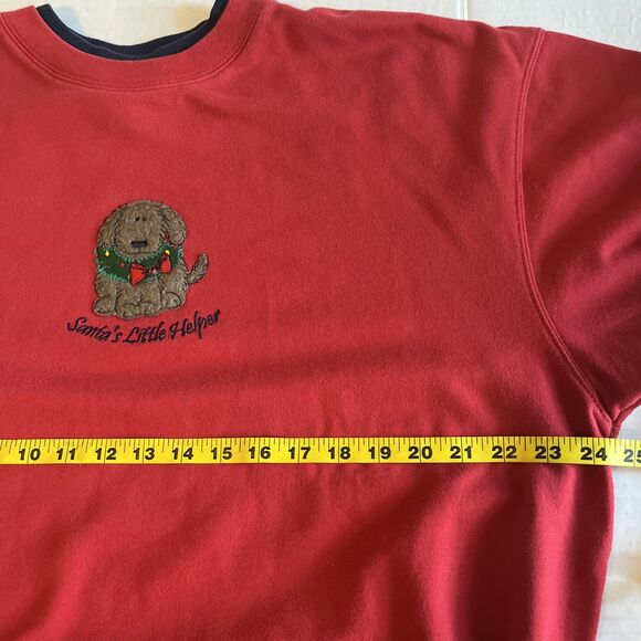 M&C Sportswear Sweatshirt Women’s 1X Red Embroidered Santa Puppy Double Collar - Picture 8 of 10